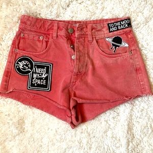 ZARA HIGH WAIST SHORTS RED SIZE US 2